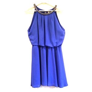 Women M-L Blue Holiday Short Night Dress w Diamond